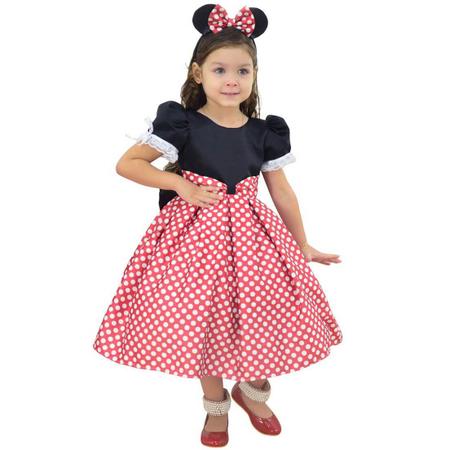 Vestido da minnie vermelho best sale e branco