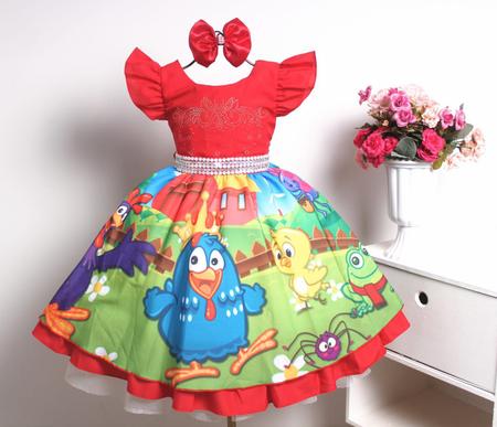 Vestido Infantil Vermelho Princesa Luxo E Tiara - pingo de gente