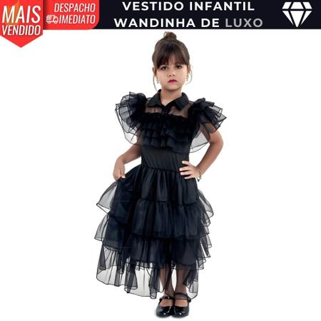 Imagem de Vestido Infantil Wandinha de Luxo p/ Festa/Hallowen