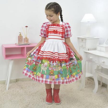 Imagem de Vestido infantil xadrez de quadrilha - Festa Junina com Avental