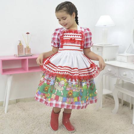 Imagem de Vestido infantil xadrez de quadrilha - Festa Junina com Avental