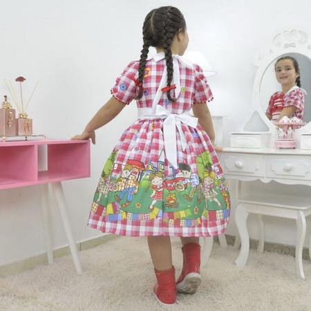 Imagem de Vestido infantil xadrez de quadrilha - Festa Junina com Avental