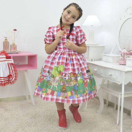 Imagem de Vestido infantil xadrez de quadrilha - Festa Junina com Avental