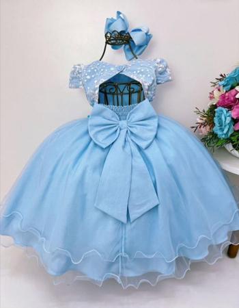 Vestido Princesa Jardim Encantado Azul Bebe - Fabuloso Ateliê