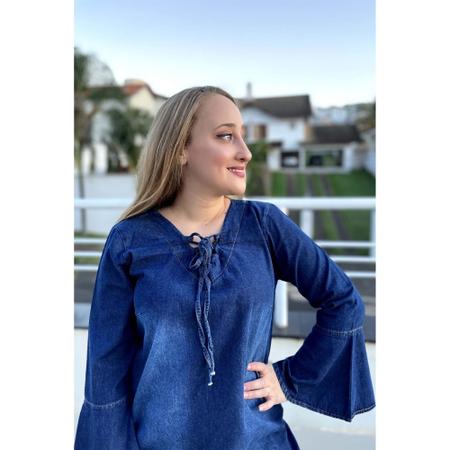 Vestido jeans manga flare cheap
