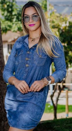 Vestido jeans sale manga longa renner