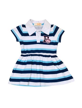 Imagem de Vestido Listrada  Gola Polo  Urso Infantil Menina Verão