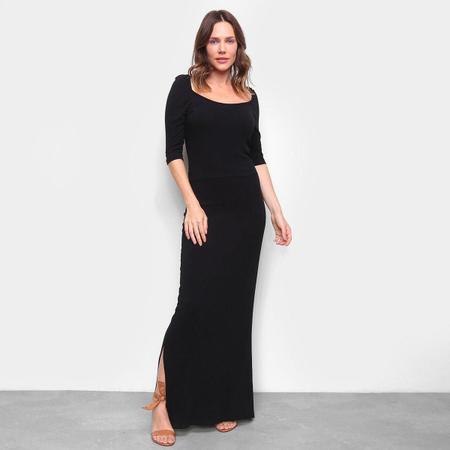 Vestido decote hotsell canoa longo