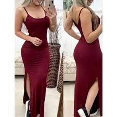 Vestido longo hotsell canelado vermelho