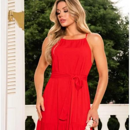 Vestido longo princesa Casual Rodado Alcinha vermelho - Bella Donna