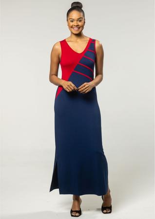 Vestido azul marinho com cheap vermelho