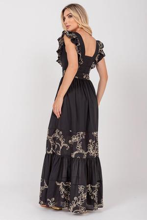 Vestido longo preto bordado cheap