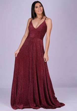 Vestido bordô store longo