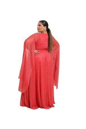 Imagem de Vestido longo de festa tendência tule com brilho plus size