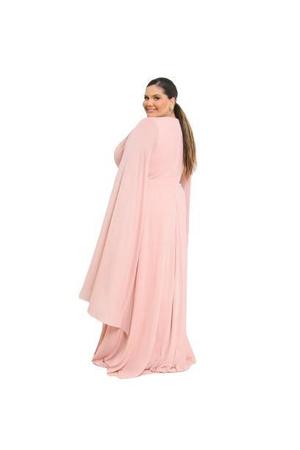 Vestido longo de festa tendência tule com brilho plus size - Fabrica dos Vestidos Imagem de Vestido longo de festa tendência tule com brilho plus size