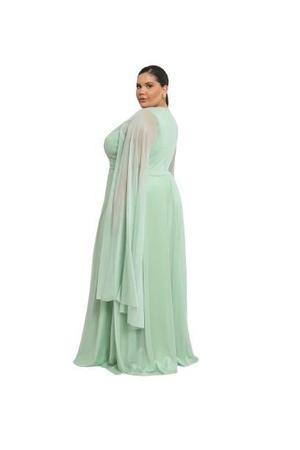 Vestido longo de festa tendência tule com brilho plus size - Fabrica dos Vestidos Imagem de Vestido longo de festa tendência tule com brilho plus size