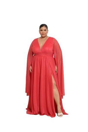 Imagem de Vestido longo de festa tendência tule com brilho plus size