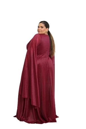 Vestido longo de festa tendência tule com brilho plus size - Fabrica dos Vestidos Imagem de Vestido longo de festa tendência tule com brilho plus size