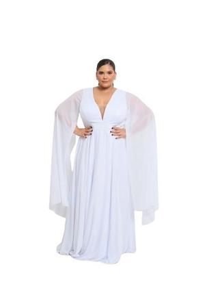 Vestido longo de festa tendência tule com brilho plus size - Fabrica dos Vestidos Imagem de Vestido longo de festa tendência tule com brilho plus size