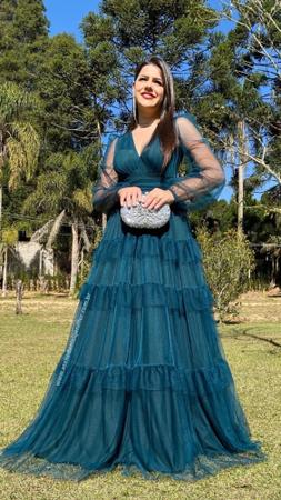 Vestido de formatura com manga longa 2025