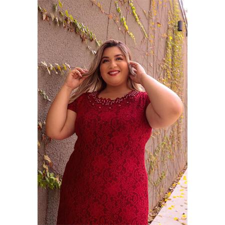 Vestido renda sales plus size longo