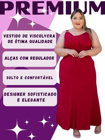 Imagem de Vestido longo Elegante de Viscolycra Plus Size com Alça de Regulagem de Festa