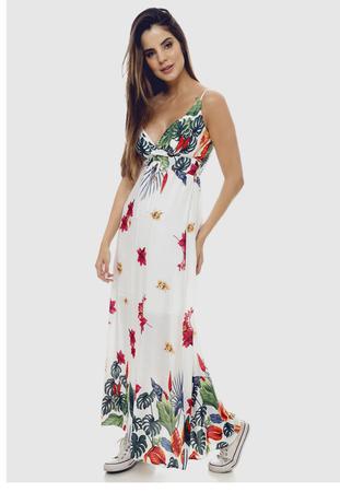 Vestido longo sale florido branco