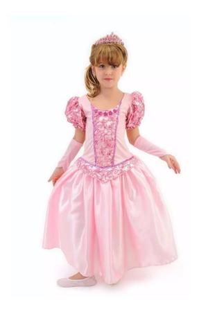 Imagem de Vestido Longo Fantasia Infantil Princesa Aurora Luxo Linda Anjo