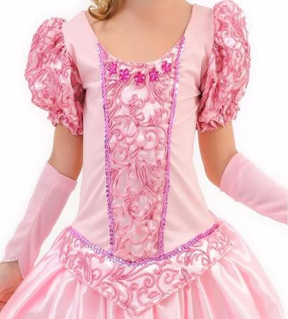 Imagem de Vestido Longo Fantasia Infantil Princesa Aurora Luxo Linda Anjo