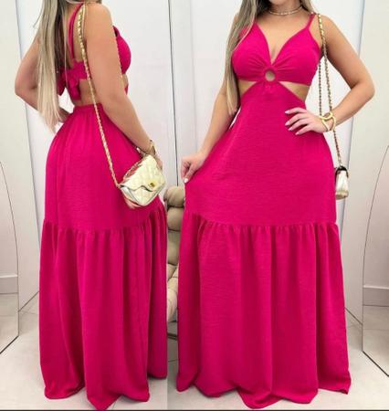 Imagem de Vestido Longo Feminino DECOTE CANOA Moda Primavera Verão