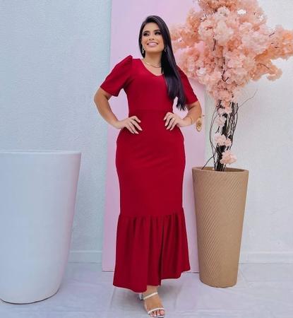 Imagem de Vestido Longo Fenda no Babado Moda Evangélica Feminina