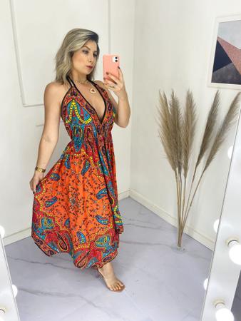 Vestido Longo Indiano De Ponta Lenço Étnica Boho Hippie 314