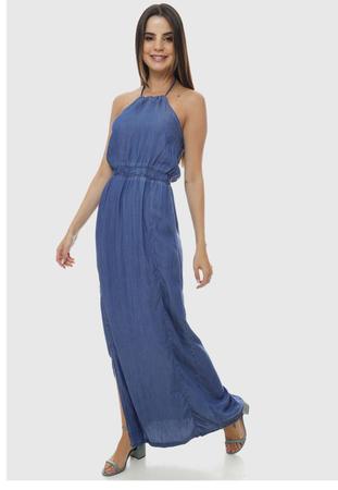 Vestido jeans hotsell com abertura lateral