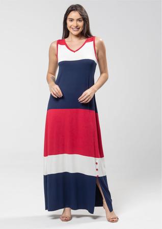 Vestido azul vermelho e branco discount