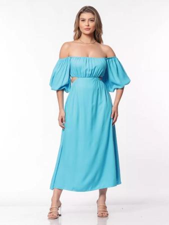 Vestido azul cheap aço