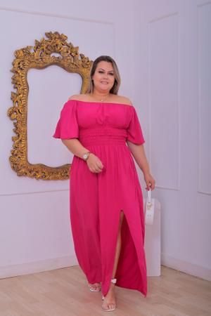 Vestido Longo Plus Size Ciganinha Com Fenda Ver o GG AO G4
