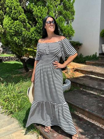 Vestido longo ciganinha listrado cheap