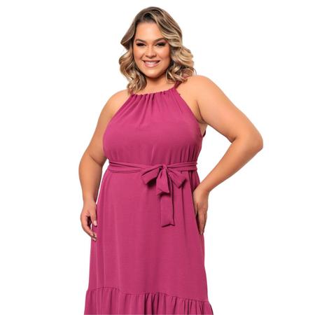 Imagem de Vestido Longo Plus Size Elegante com Babados Linha Premium