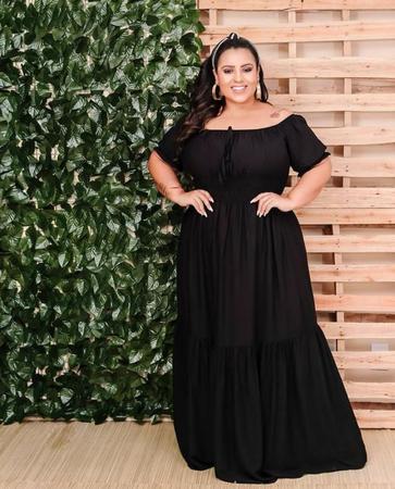 Vestido Longo Plus Size Floral Babado Moda Instagram - Eduarda