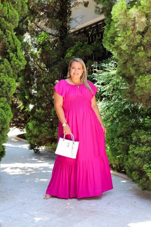 Vestido Longo Plus Size Tamanho Grande Rosa Pink - Donnaluu - Vestido Plus  Size Feminino - Magazine Luiza