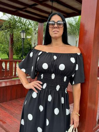 Imagem de Vestido Longo Retro Vintage em Poa Plus Size