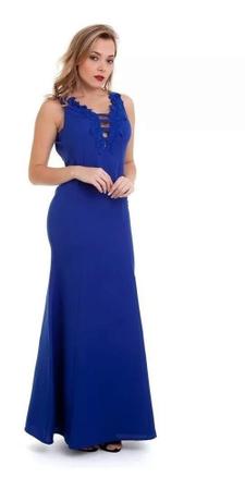 Vestido social hotsell azul longo
