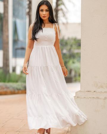 Vestido Longo Soltinho Rodado 3 marias em Lastex Busto El stico