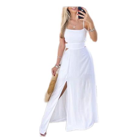 Vestido longo viscolinho recorte dos lados amarração nas costa alça fina com bojo fenda lateral - Filó Modas Imagem de Vestido longo viscolinho recorte dos lados amarração nas costa alça fina com bojo fenda lateral