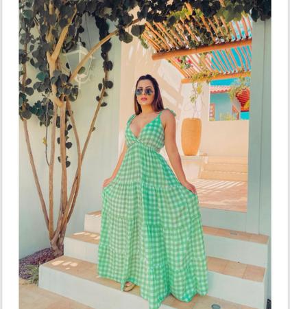 Vestido longo xadrez store zara