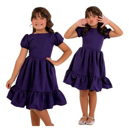 Imagem de Vestido Manga Bufante Fofo Luxuoso Moda Infantil Blogueira