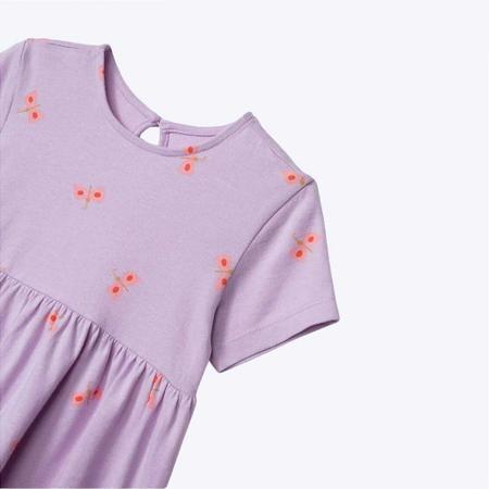 Imagem de Vestido Manga Curta Lilás Estampado Toddler Infantil Menina Hering Kids 5B1W1KEN