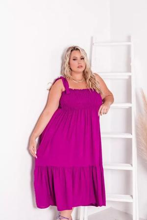 Vestido médio viscolinho pipoca lastex plus size - DONNALU