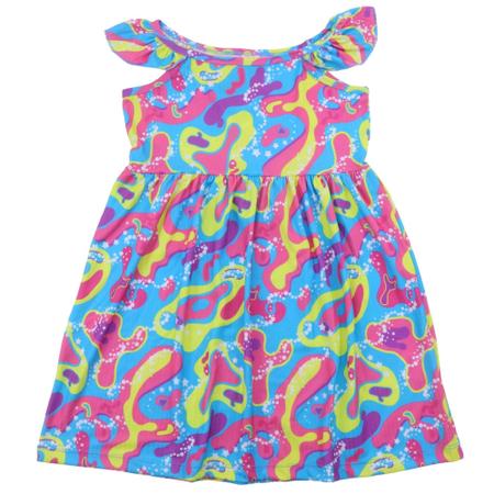 Imagem de Vestido Menina Canelado Estampado Manguinhas Verão Infantil