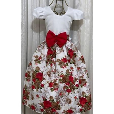 Imagem de Vestido Menina Elegante Floral Verão Sublimação Branco